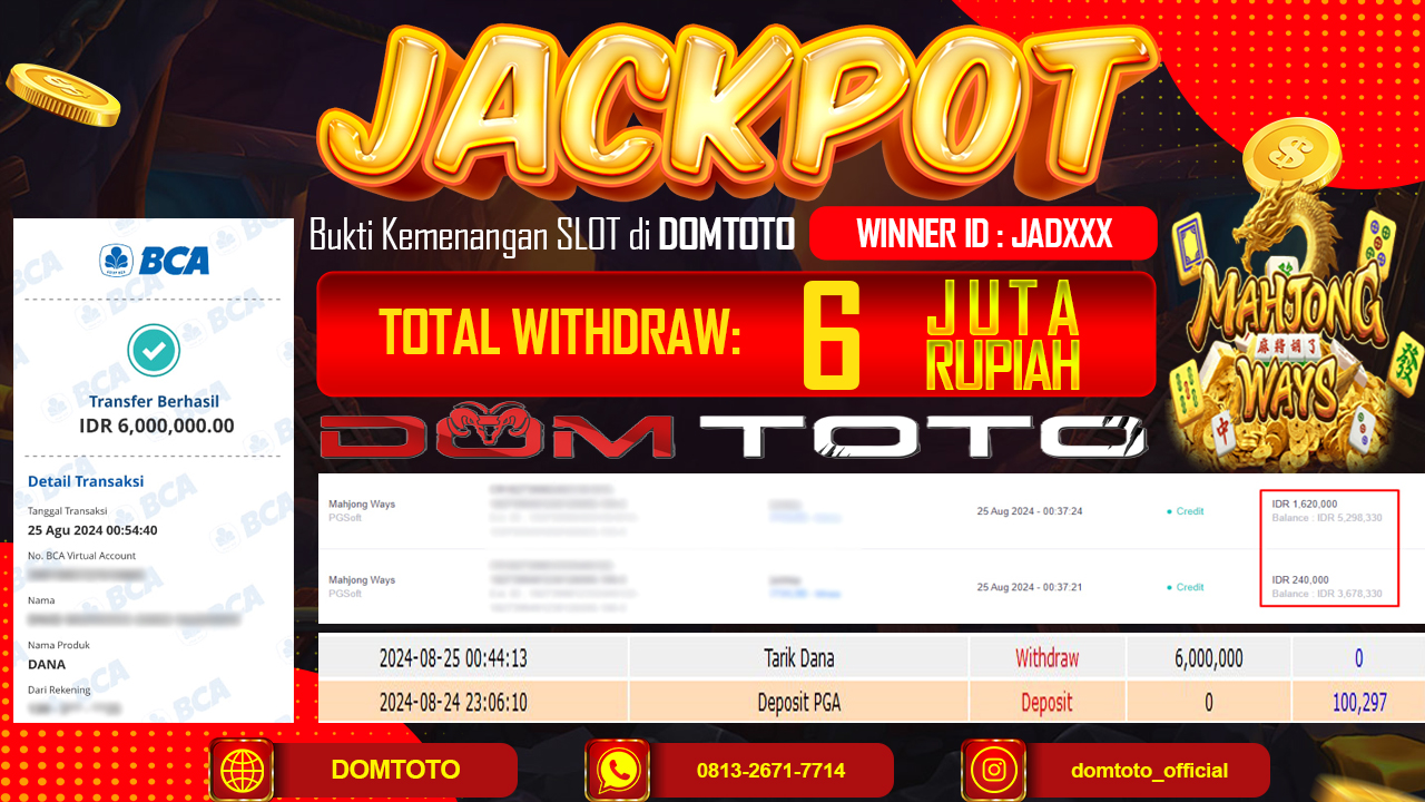 JACKPOT SLOT MAHJONG WAYS 25 AGUSTUS 2024